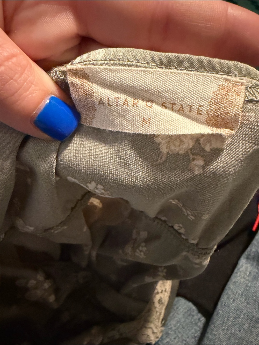 Altar’d State Floral Lace Trim Silk Slip Dress in Sage Green M - Picture 5 of 6